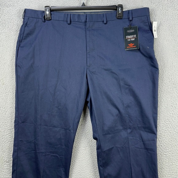 Dockers Pants Dress Mens 44X32 Blue‎ Flat Front Pocket Comfort Straight Fit NEW